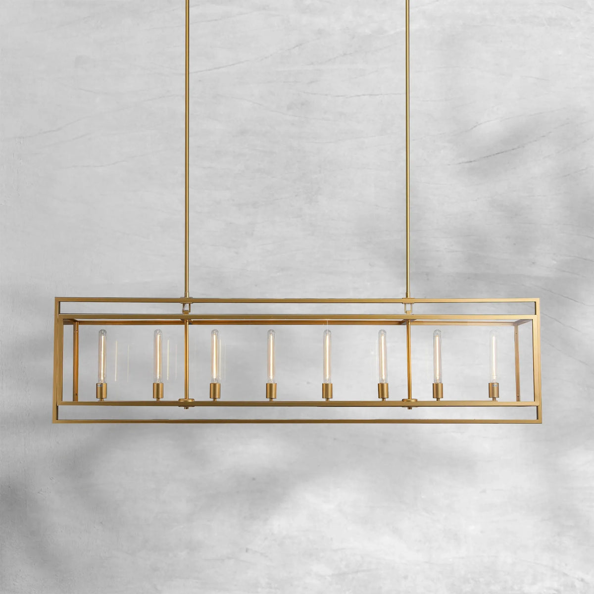 Bauros Glass Lantern Rectangular Chandelier 72"