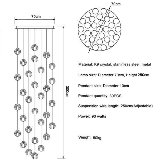 Adonis Suspension Water Drop Chandelier( 43-Light customized) - Melin Lamps