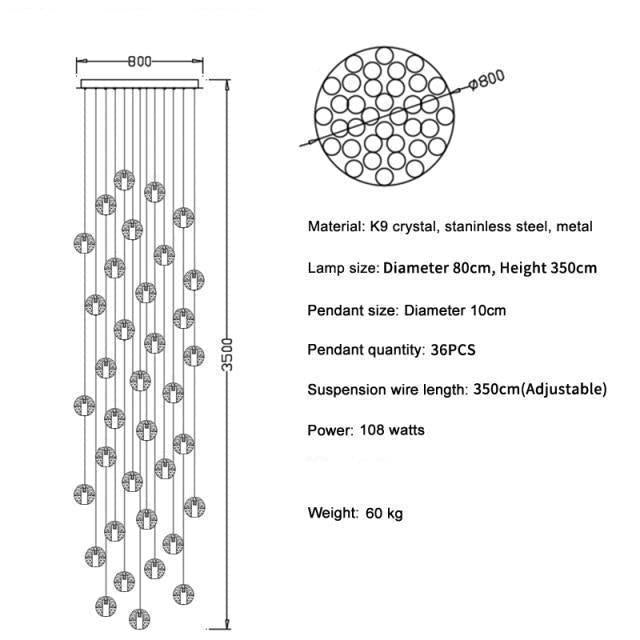 Adonis Suspension Water Drop Chandelier( 43-Light customized) - Melin Lamps