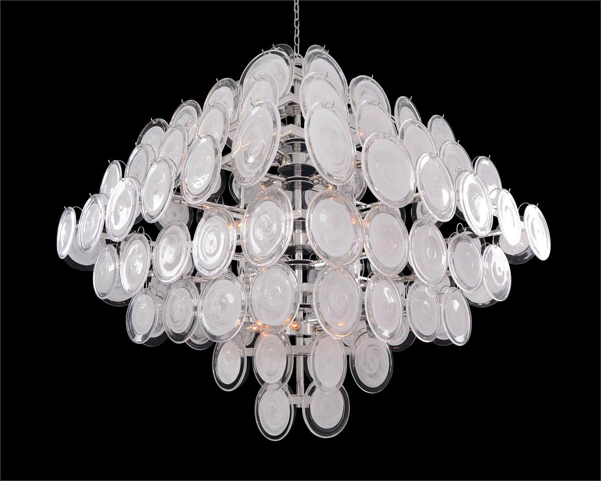 Glass Medallion Eighteen-Light Chandelier - Merlin Lamps