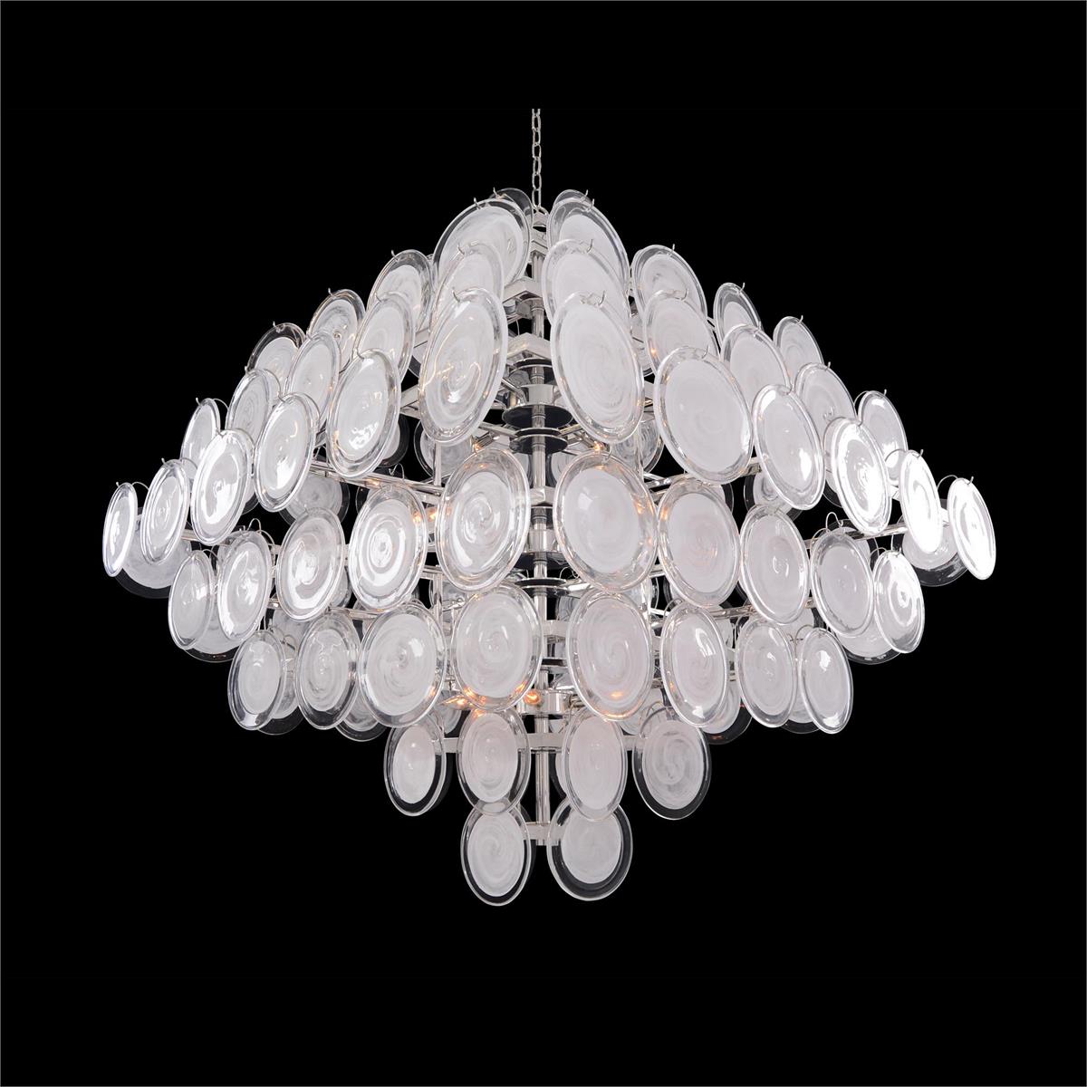 Glass Medallion Eighteen-Light Chandelier - Merlin Lamps