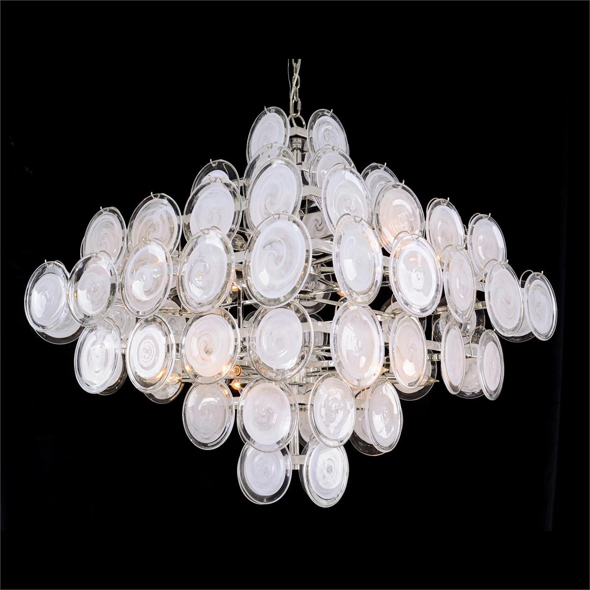 Glass Medallion Twelve-Light Chandelier - Merlin Lamps