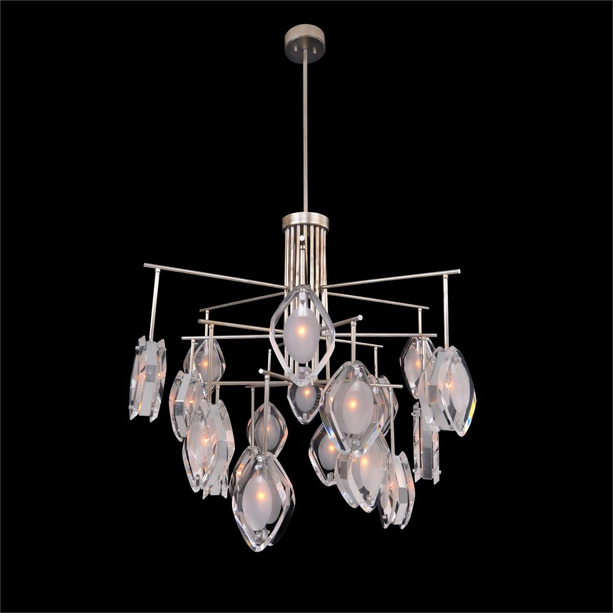 Faceted Glass Eighteen-Light Chandelier - Merlin Lamps
