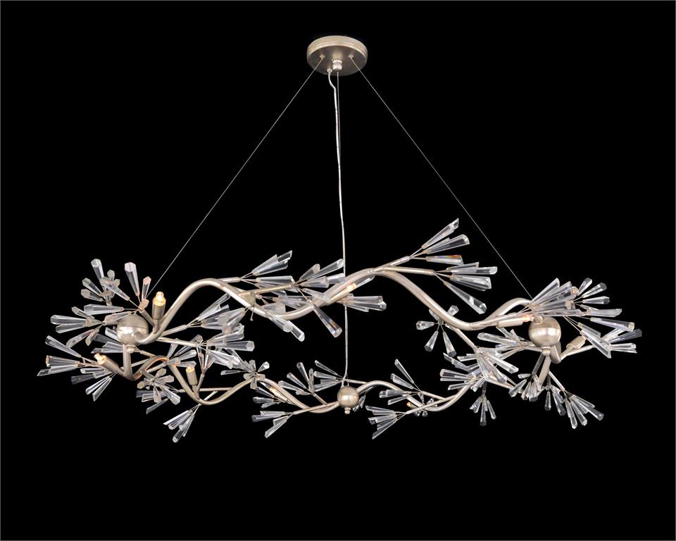 Luna Crystal Wand Branched Nine-Light Chandelier - Merlin Lamps