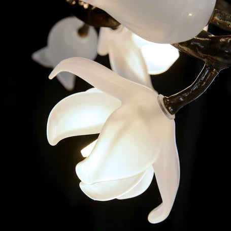 Churippu Magnolia & Tulip Glass Bronze Vertical Twenty-One Light Chandelier AJC-9326 - Merlin Lamps