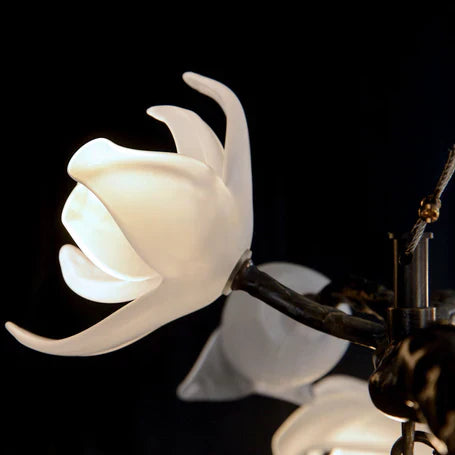 Churippu Magnolia & Tulip Glass Bronze Vertical Twenty-One Light Chandelier AJC-9326 - Merlin Lamps