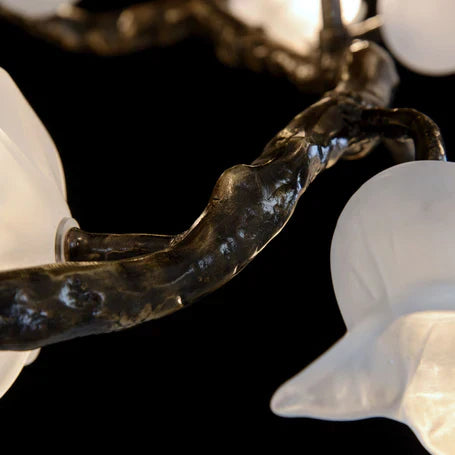 Churippu Magnolia & Tulip Glass Bronze Vertical Twenty-One Light Chandelier AJC-9326 - Merlin Lamps