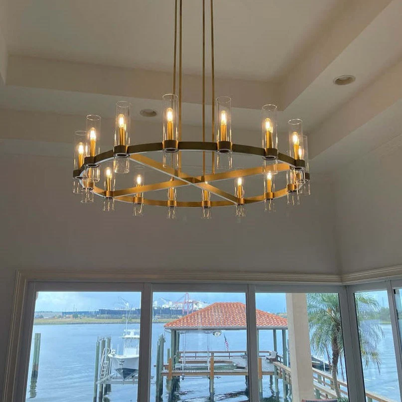 Ravion Round Blown Glass Chandelier 36"