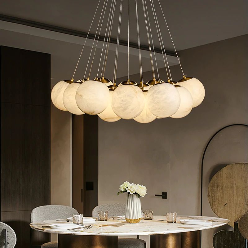 Theseus Alabaster Anne Ceiling Pendant 7/19 Lights