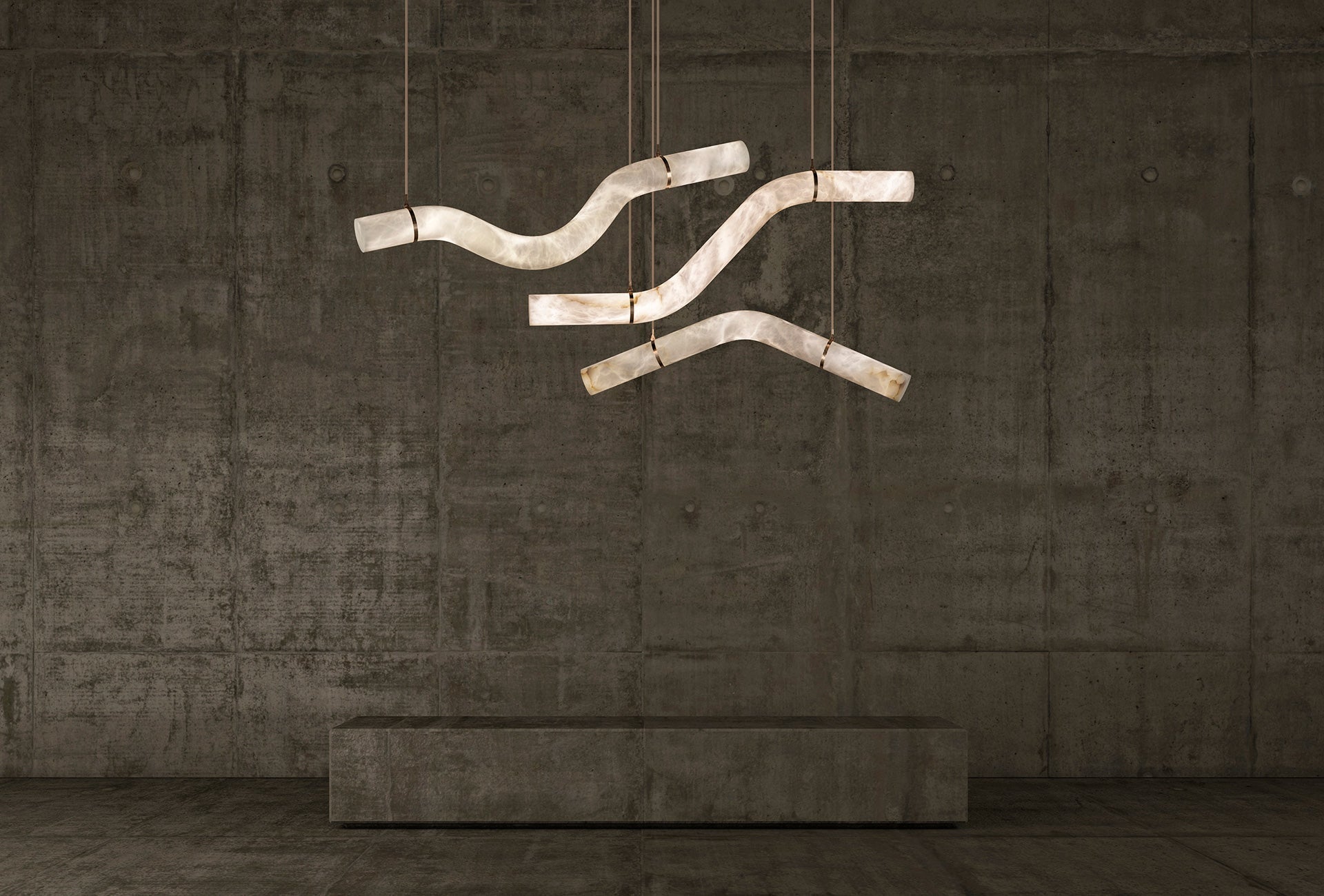 Alabaster Bent Tube Chandelier C
