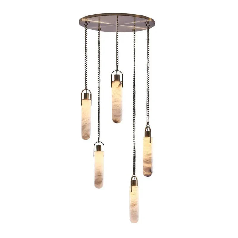 Alabaster Flint Additions Multi Light Pendant, Round Chandelier For staircase, Hallway