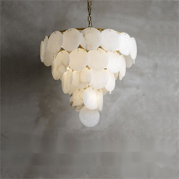 Charlene Alabaster Multi-Tier Round Chandelier - Merlin Lamps