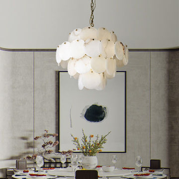 Charlene Alabaster Multi-Tier Round Chandelier - Merlin Lamps