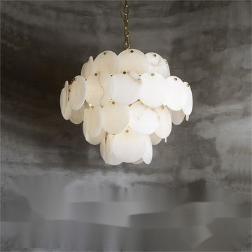 Charlene Alabaster Multi-Tier Round Chandelier - Merlin Lamps