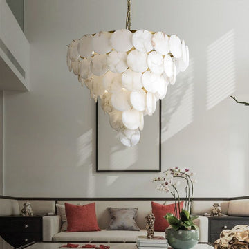 Charlene Alabaster Multi-Tier Round Chandelier - Merlin Lamps