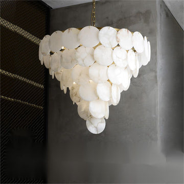 Charlene Alabaster Multi-Tier Round Chandelier - Merlin Lamps