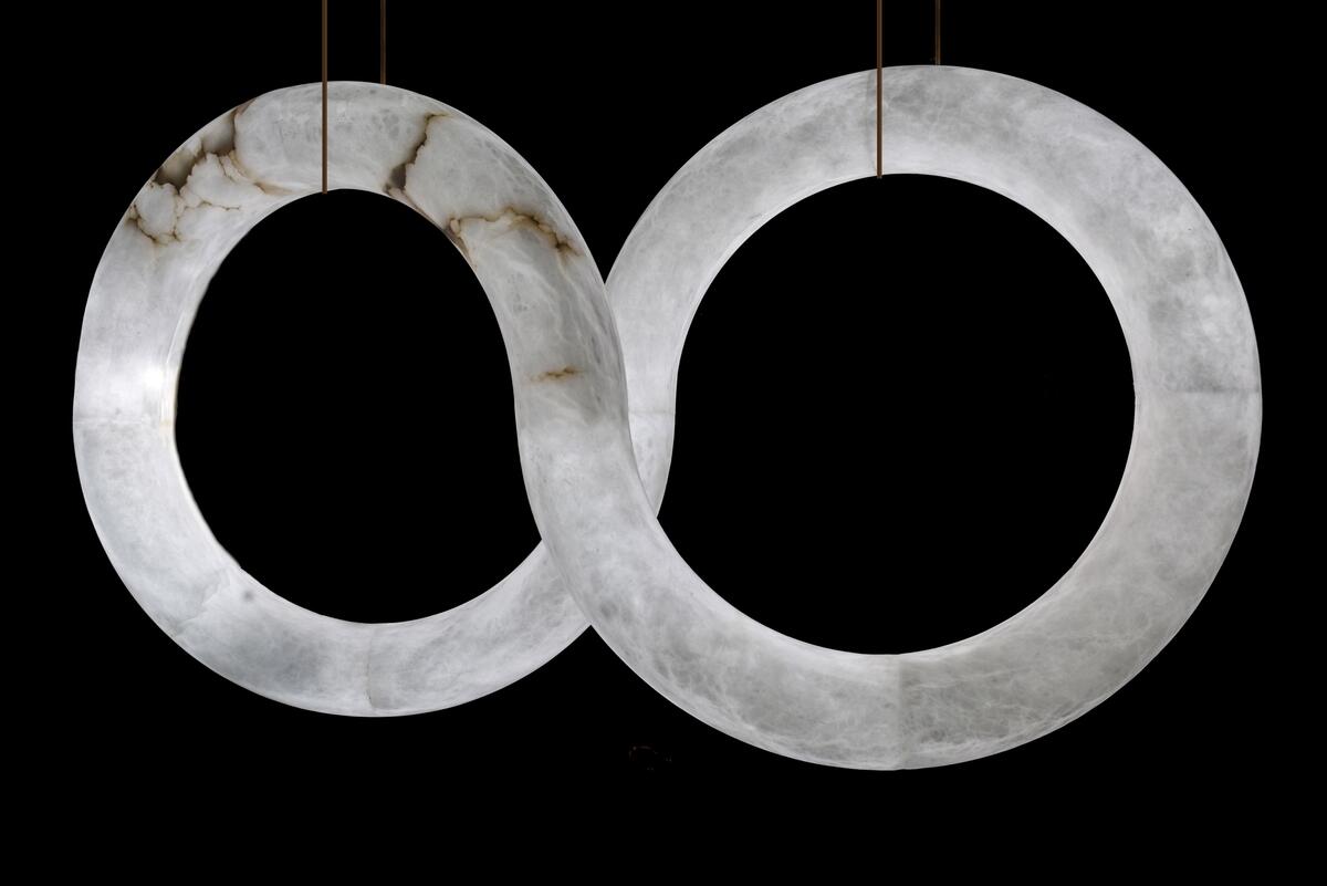 Alabaster Unique Curved Long Linear Chandelier
