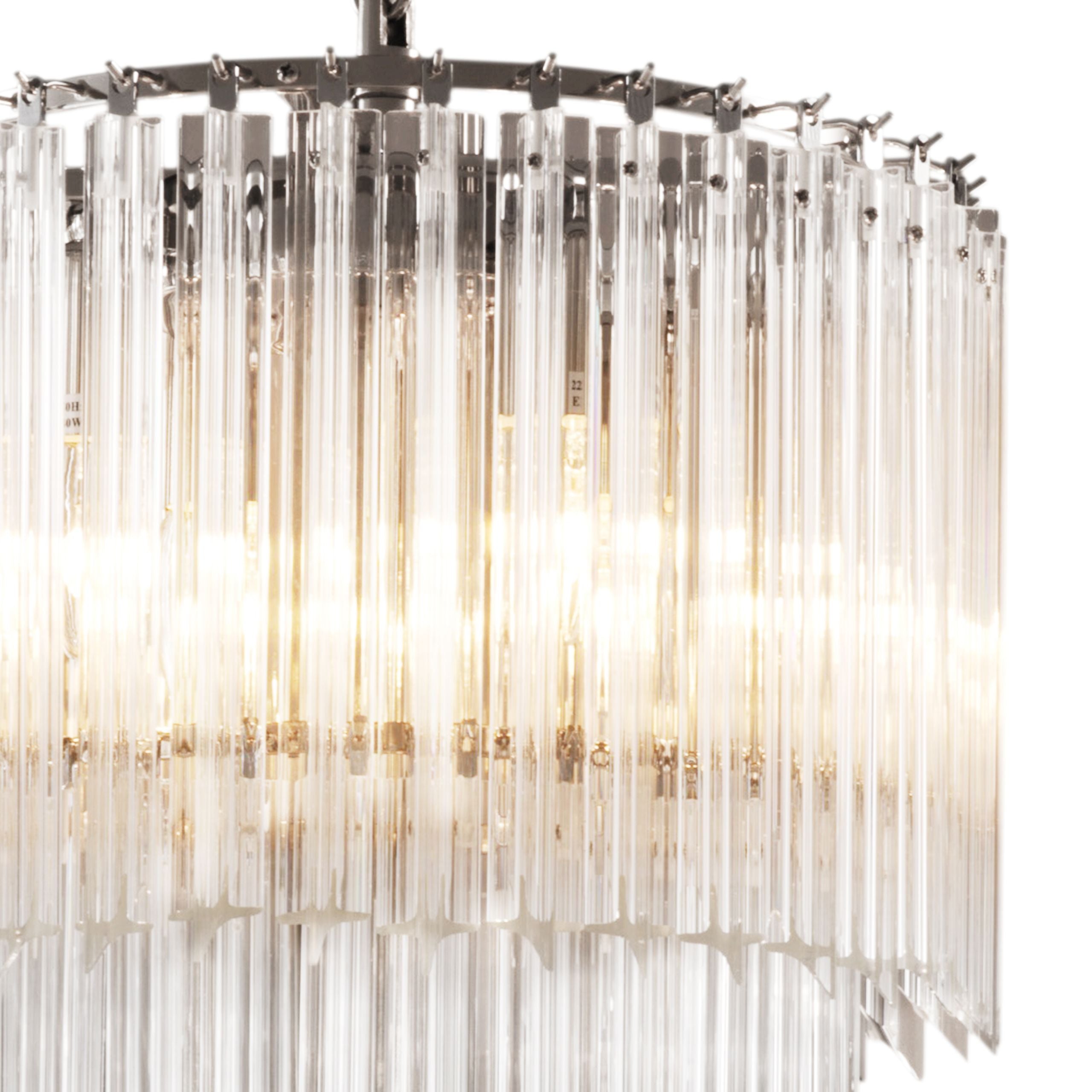 Bethel Modern Glass Chandelier - Nickel