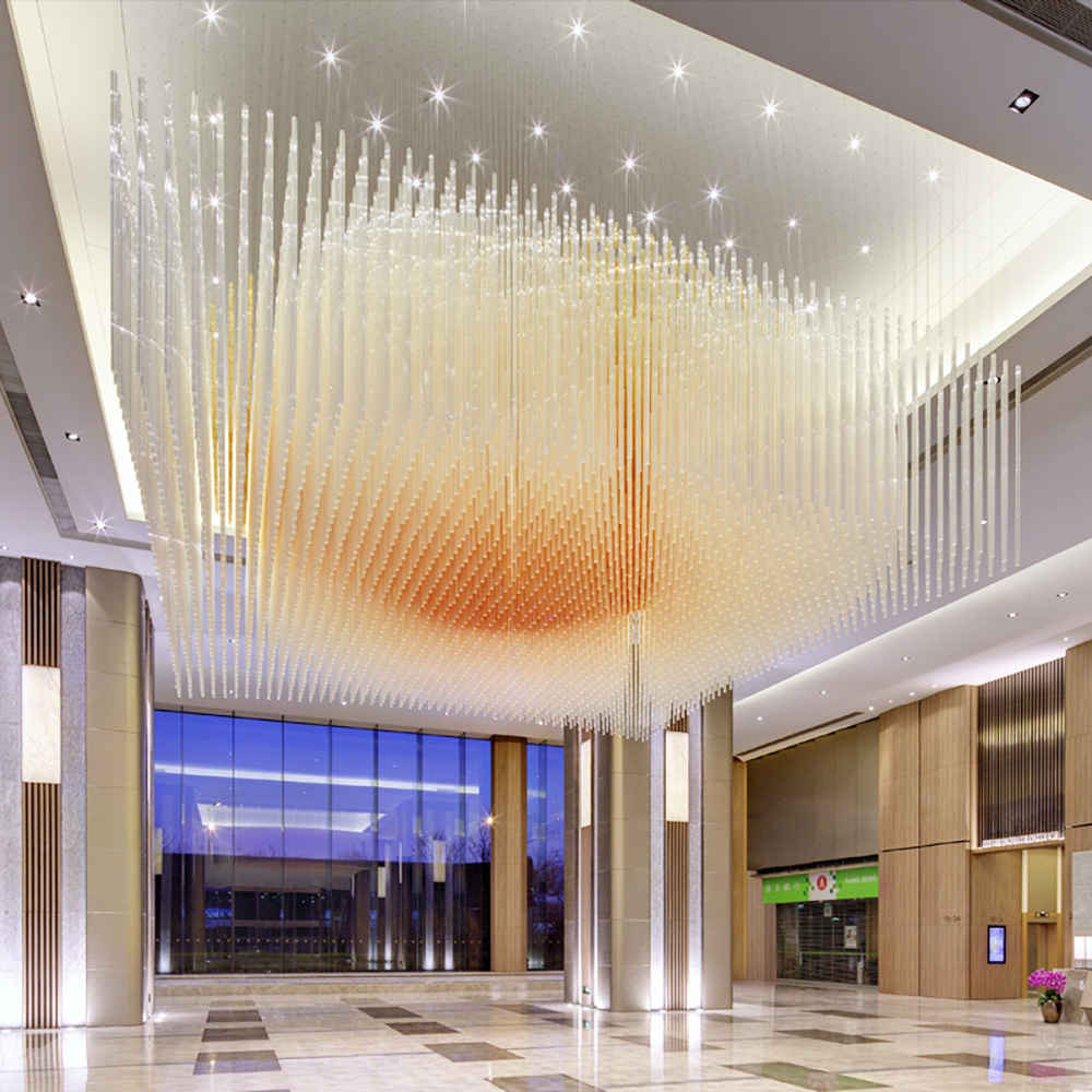 Amber glass tube chandelier