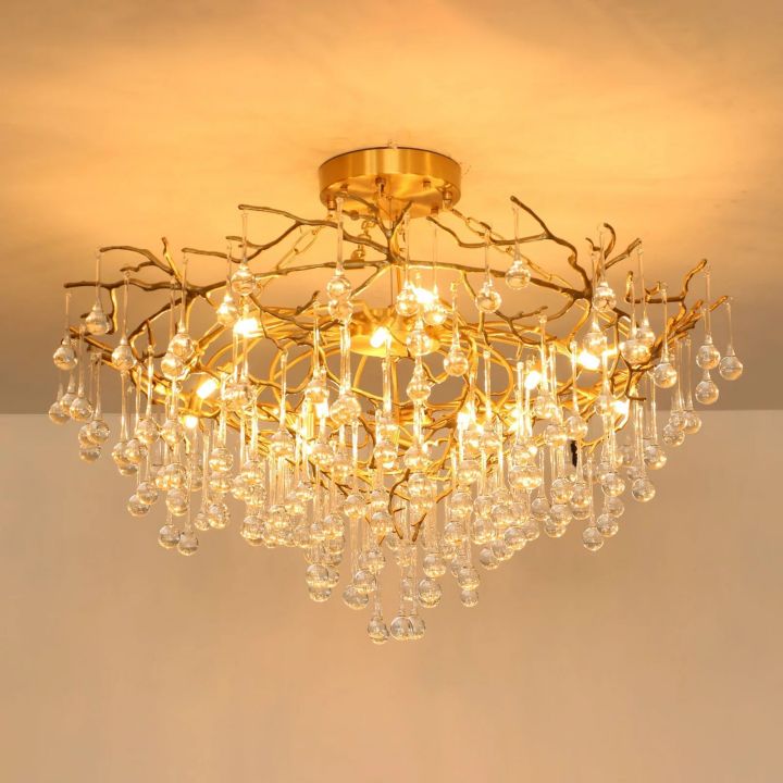 JC Arcadia Branch Brass Chandelier