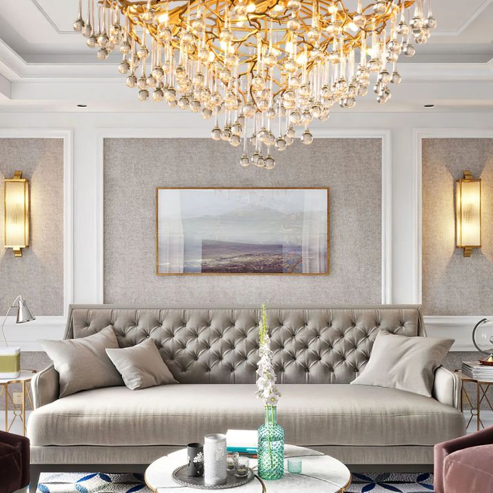 JC Arcadia Branch Brass Chandelier