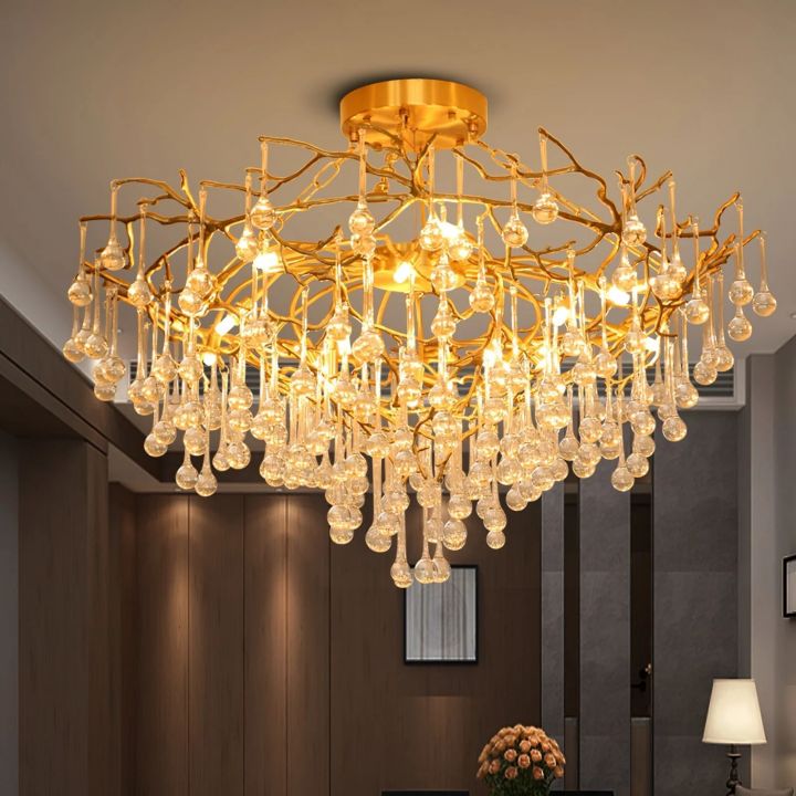 JC Arcadia Branch Brass Chandelier