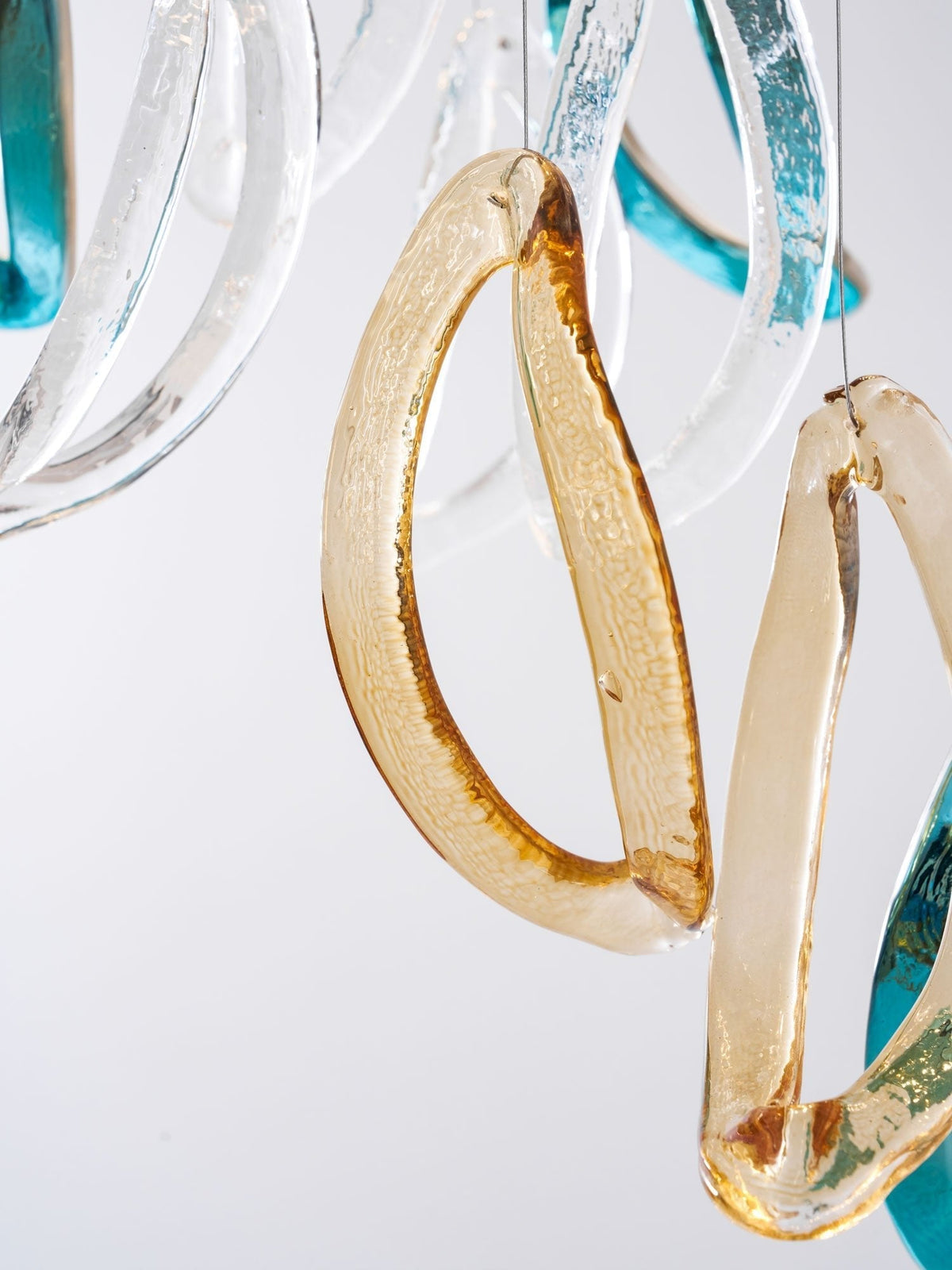 Galaxy Aqua Ripple Glass Meteor Shower Crystal Spiral Chandelier
