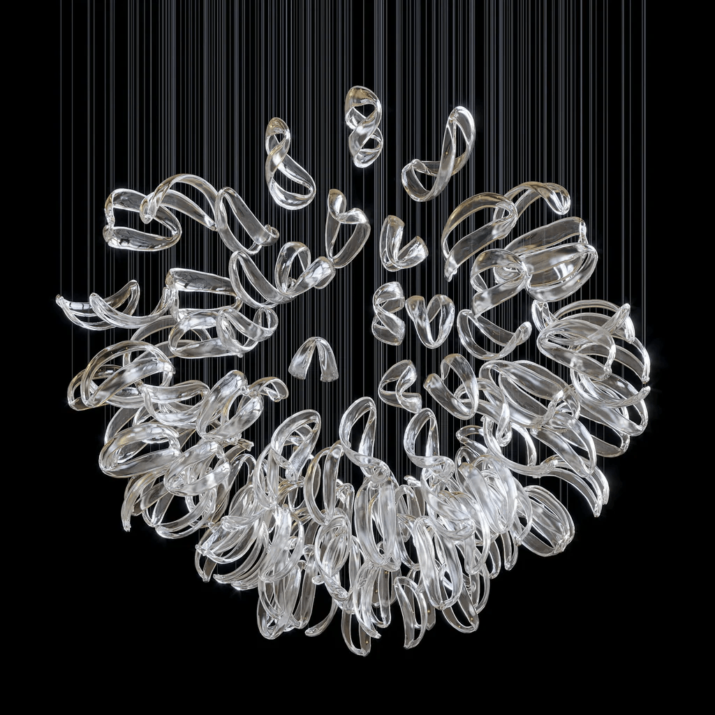 Galaxy Aqua Ripple Glass Meteor Shower Crystal Spiral Chandelier