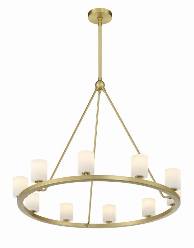 Agron 10-Light Alabaster Chandelier with Brass & Black Finish