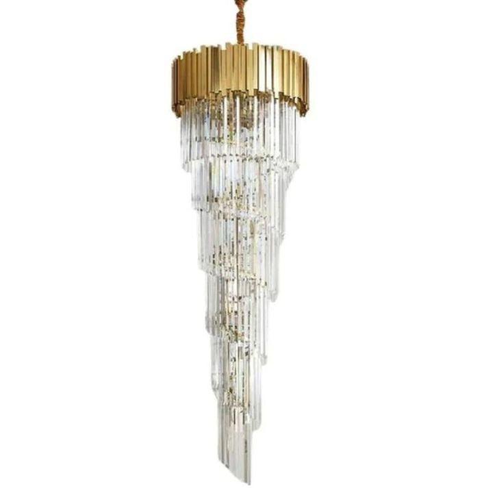 Bahay 2-Story Crystal Round Chandelier - Merlin Lamps