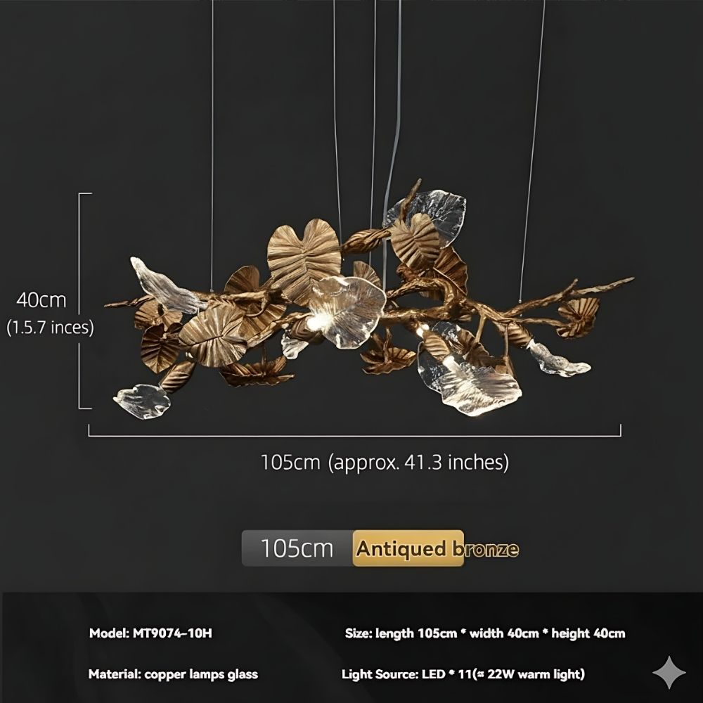 Btria Branch Copper Leaf Linear Chandelier