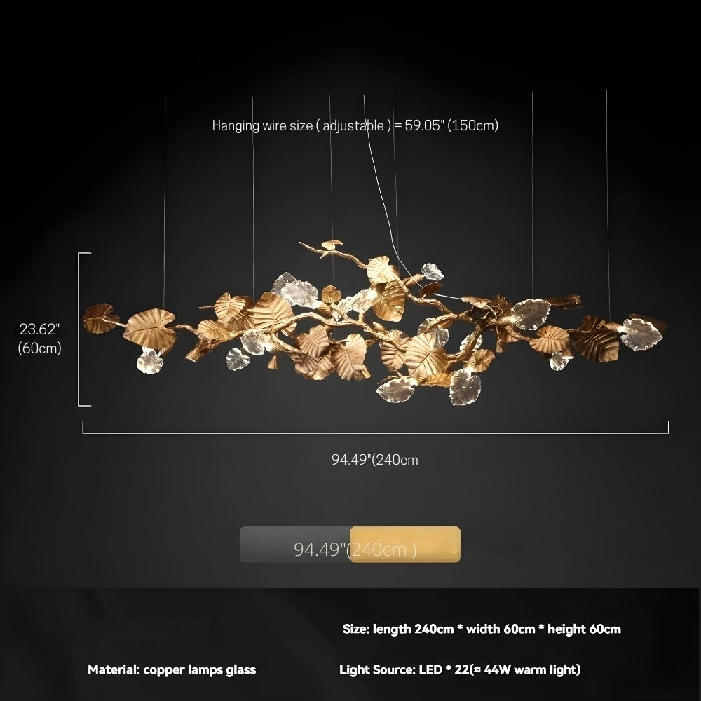Btria Branch Copper Leaf Linear Chandelier