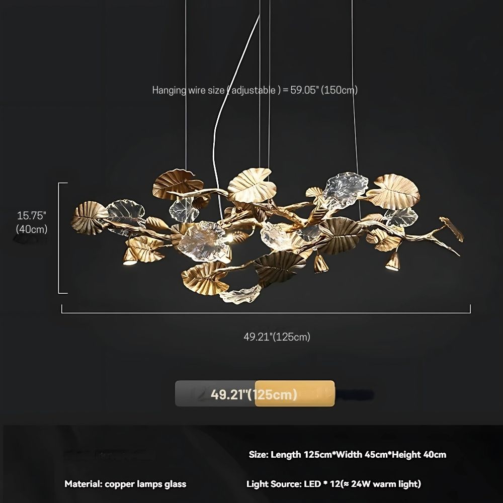 Btria Branch Copper Leaf Linear Chandelier