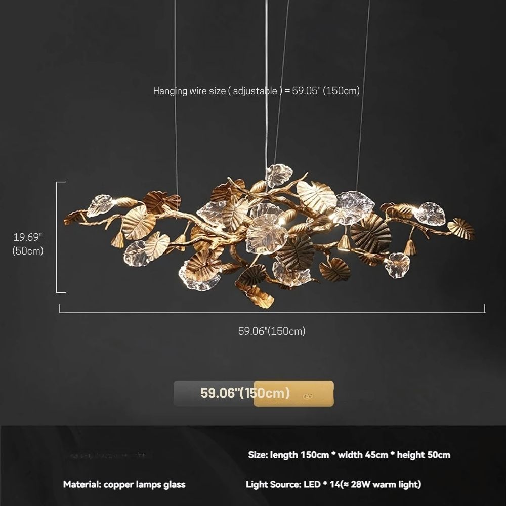 Btria Branch Copper Leaf Linear Chandelier