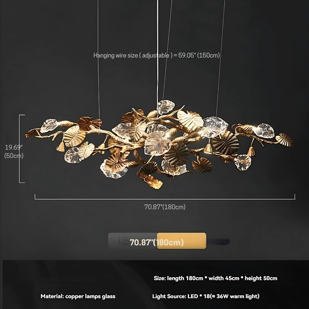 Btria Branch Copper Leaf Linear Chandelier