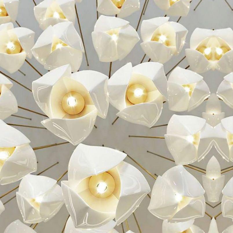 Petal Prism Designer Inspired Large Bloom Ceramic Chandelier - Merlin Lamps