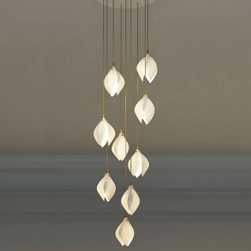 Petal Prism Designer Inspired Large Bloom Ceramic Chandelier - Merlin Lamps
