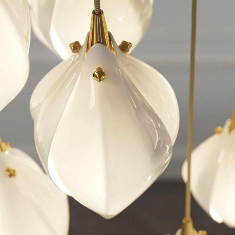 Petal Prism Designer Inspired Large Bloom Ceramic Chandelier - Merlin Lamps