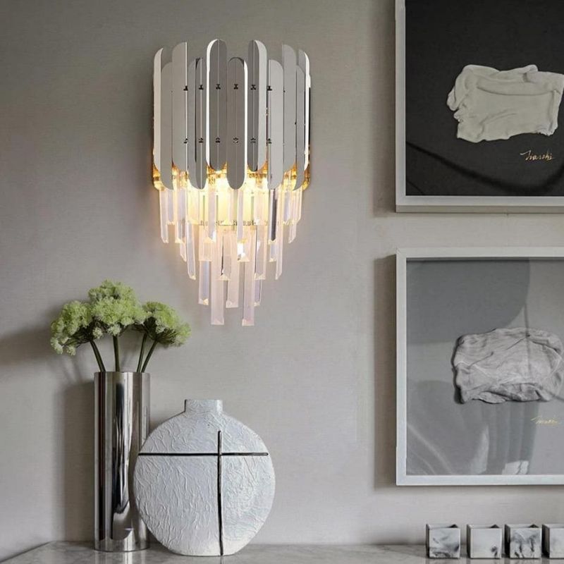 Natasha Conical Clear Crystal Wall Sconce 16"H