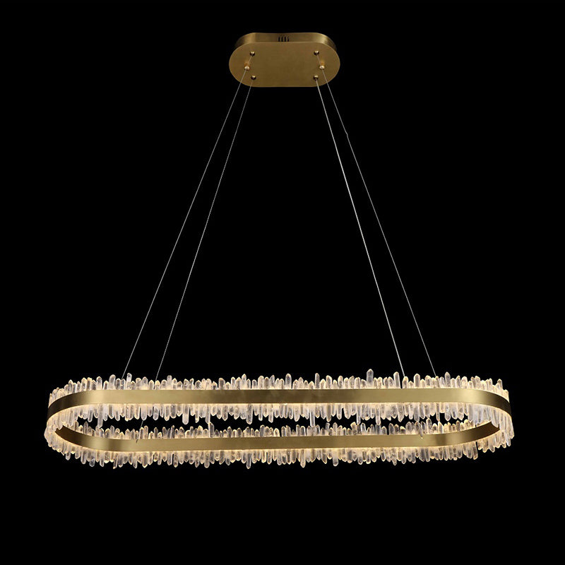 JC Modern Quartz Crystal Oval Chandelier