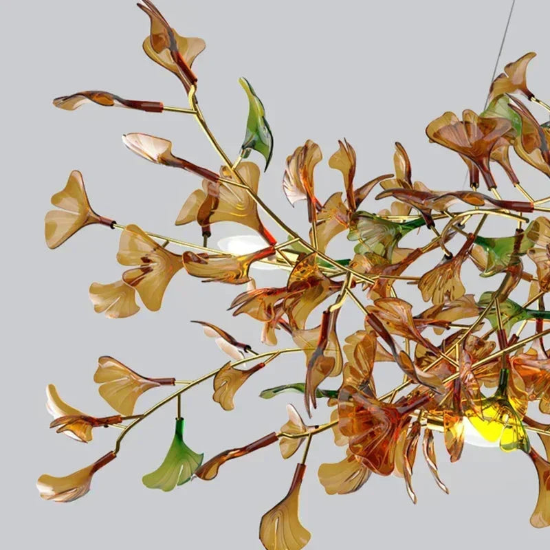 Collar Branch Glass Leaf Linear Chandelier
