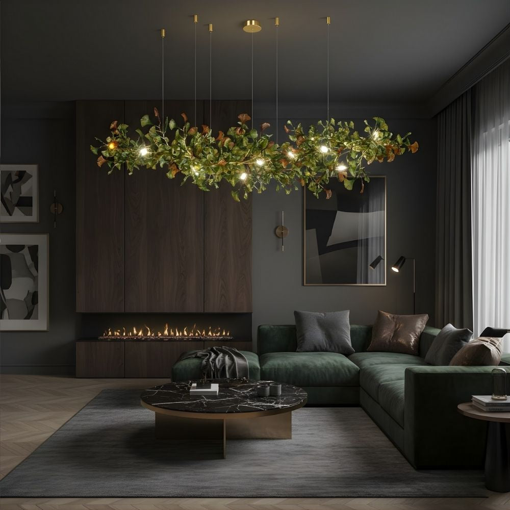 Collar Branch Glass Leaf Linear Chandelier