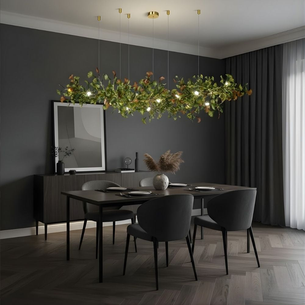 Collar Branch Glass Leaf Linear Chandelier