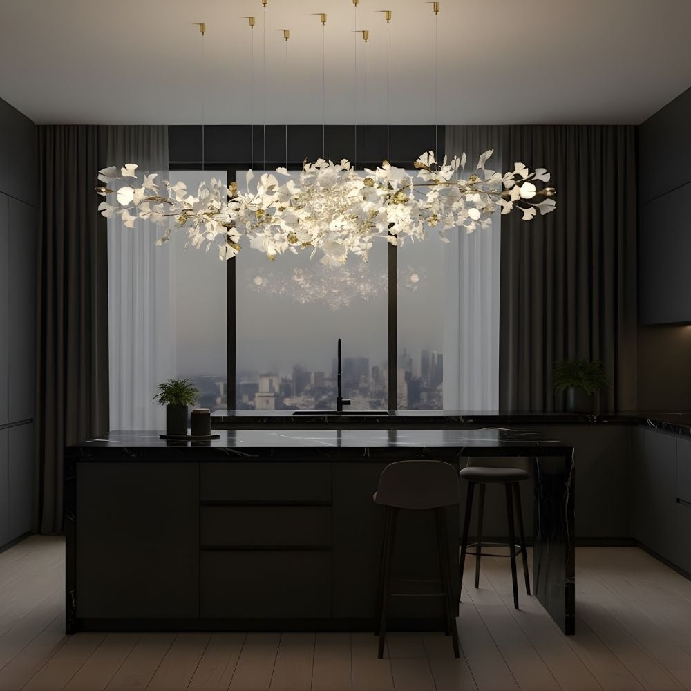 Collar Branch Glass Leaf Linear Chandelier