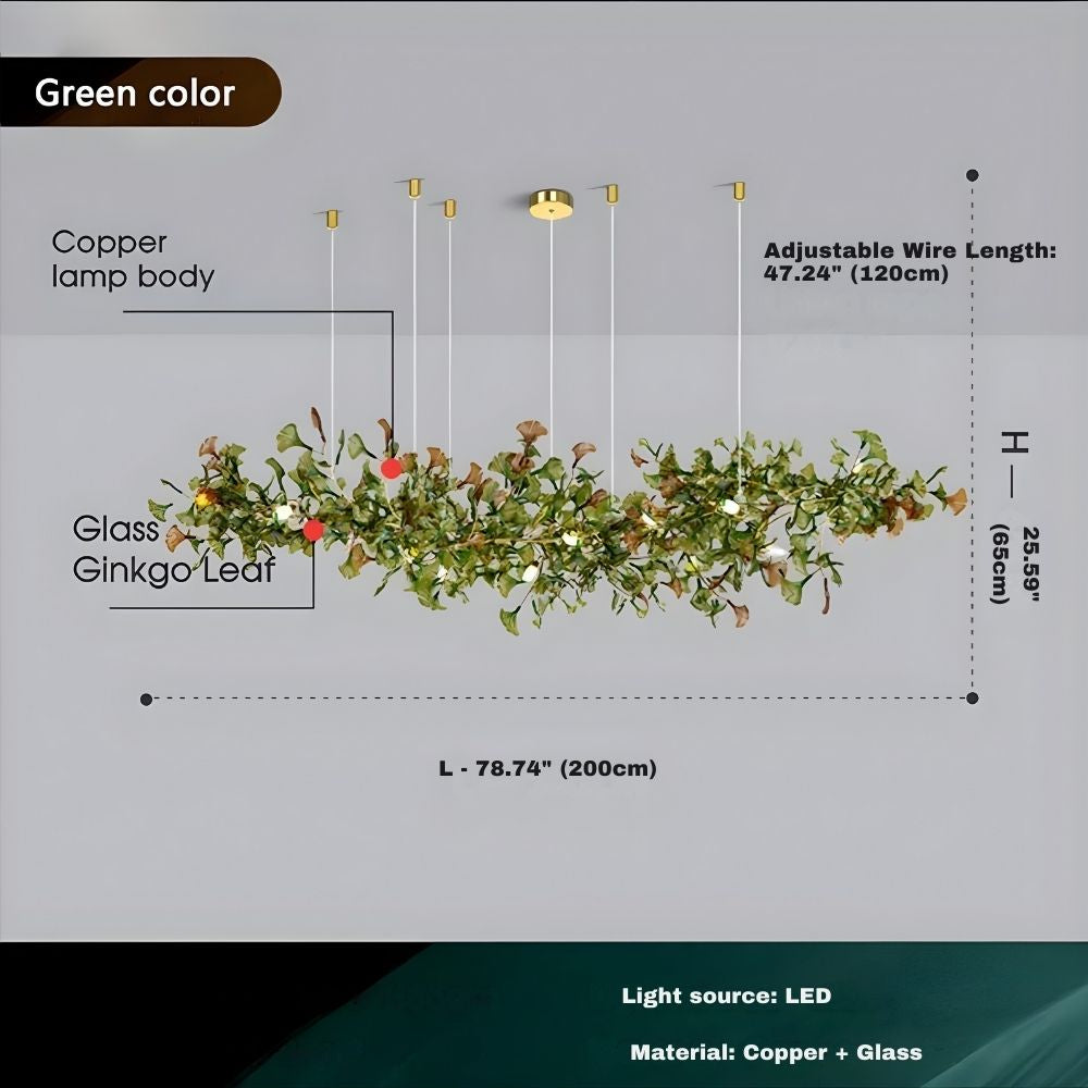 Collar Branch Glass Leaf Linear Chandelier