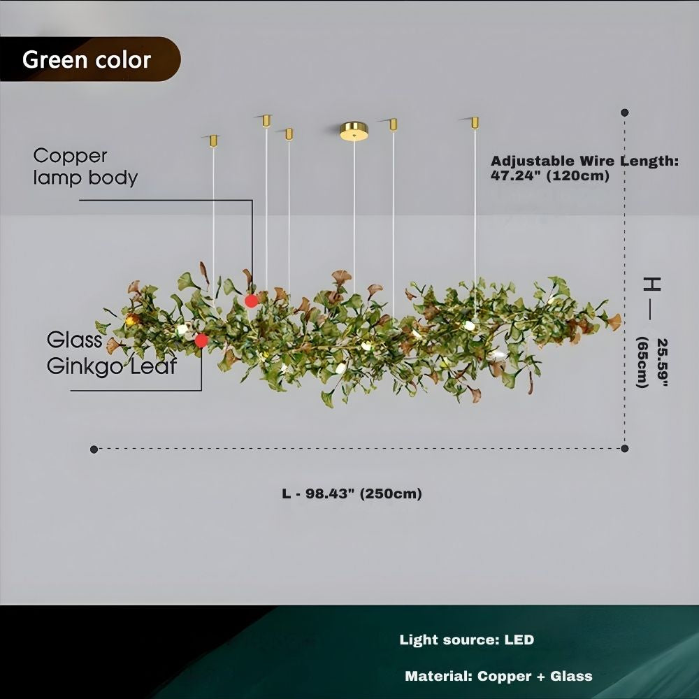 Collar Branch Glass Leaf Linear Chandelier