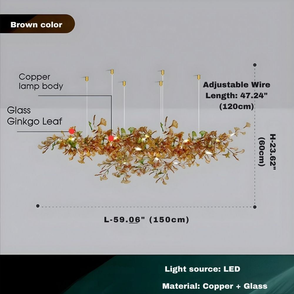 Collar Branch Glass Leaf Linear Chandelier