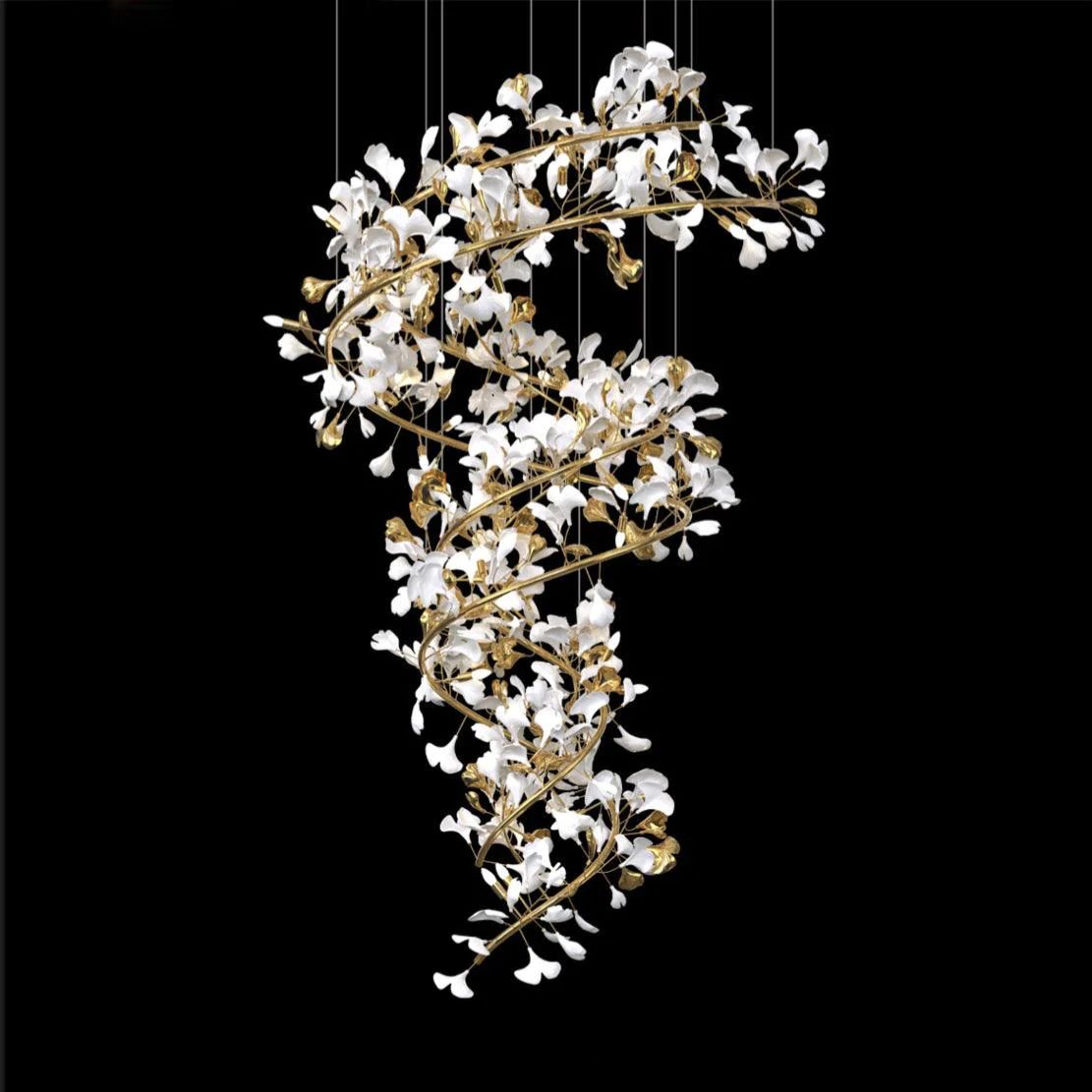 JC Ginkgo Ceramic Chandelier Double S