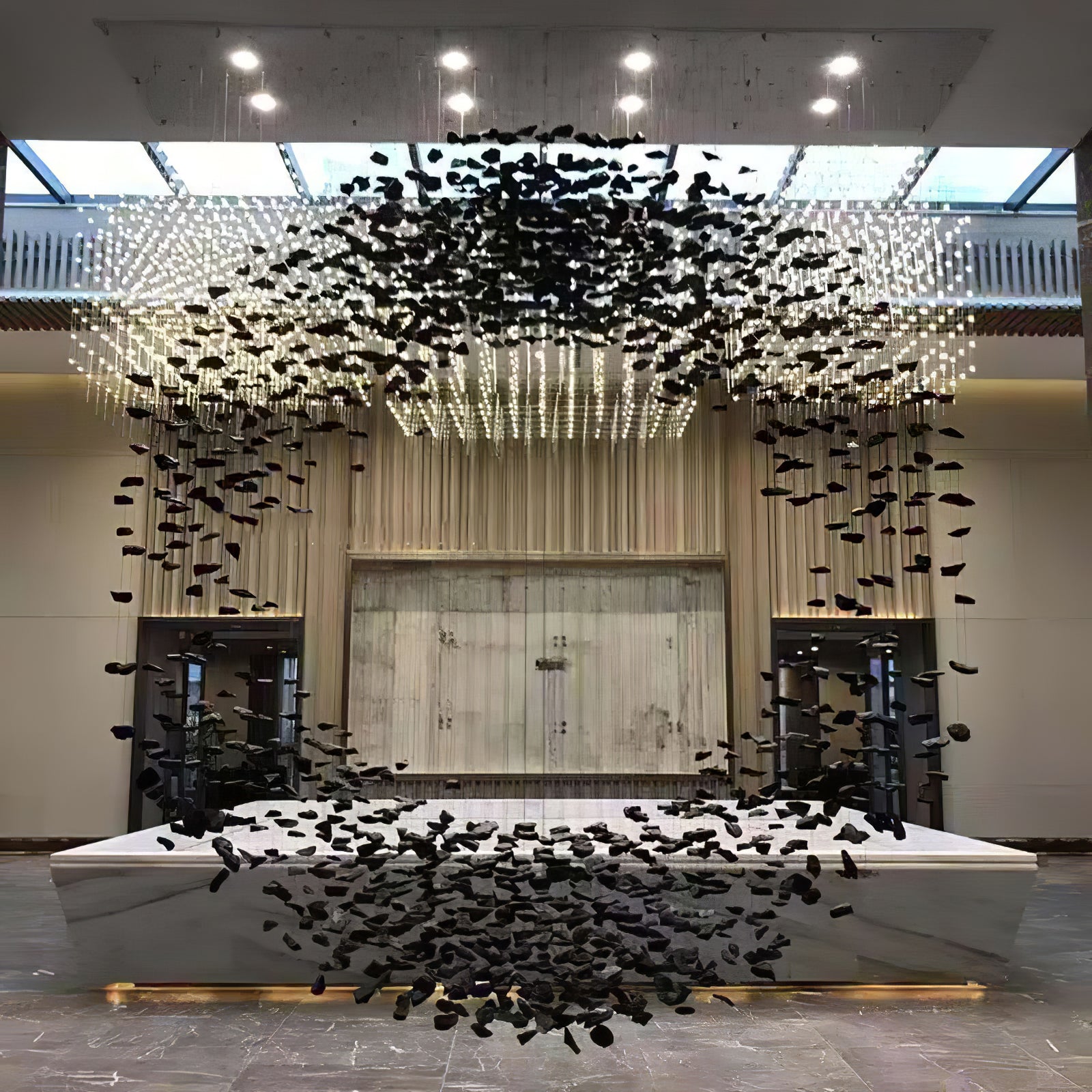 The Charcoal Halo LED Stone Crystal Chandelier