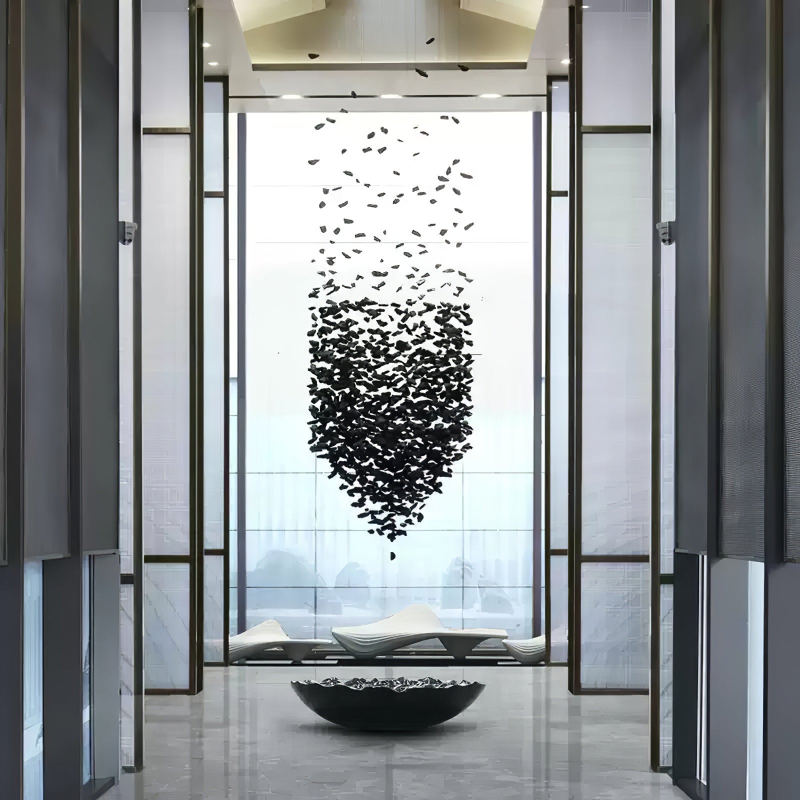 The Charcoal Halo LED Stone Crystal Chandelier